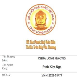 Giáo Hội Phật Giáo Việt Nam Chùa Long Hương Hít Vào Phước Huệ Viên Mãn Thở Ra Tròn Đầy Yêu Thương — Văn bằng bảo hộ