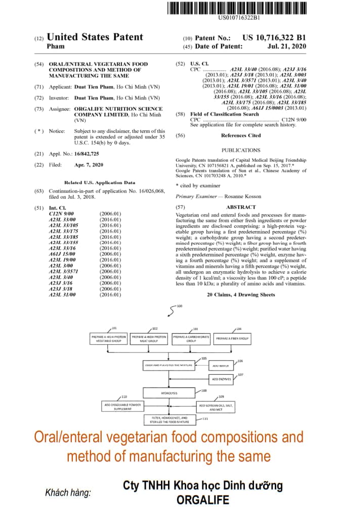 Oral/enteral vegetarian food compositions and method of manufacturing the same