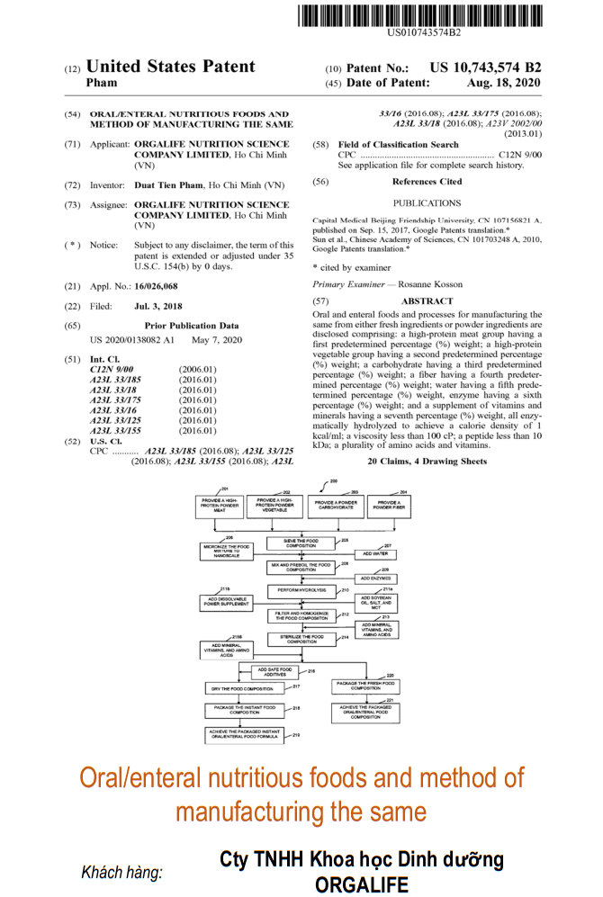 Oral/enteral nutritious foods and method of manufacturing the same