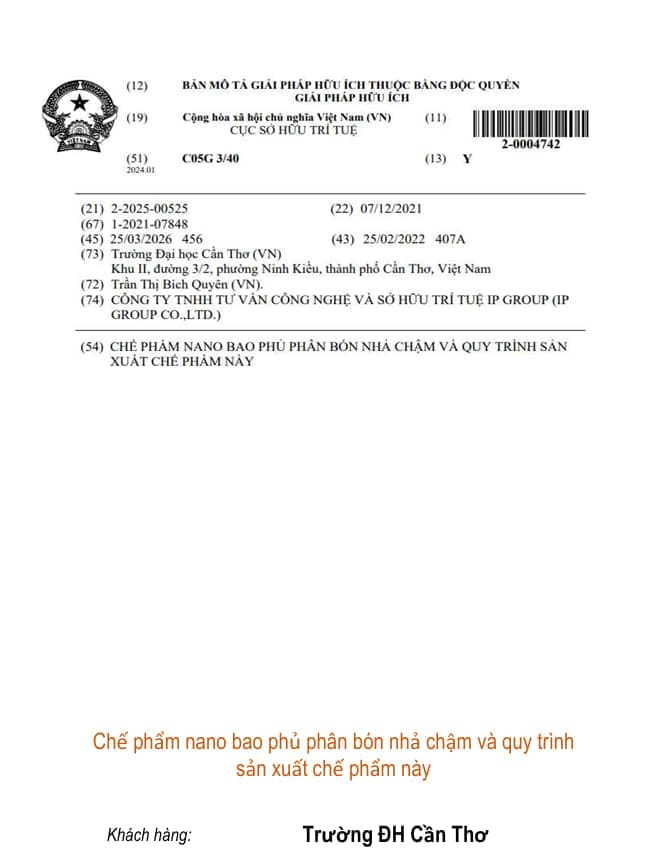 Chế phẩm nano bao phủ phân bón nhả chậm và quy trình sản xuất chế phẩm này