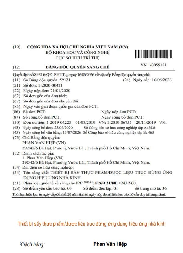 Thiết bị sấy thực phẩm/dược liệu trục đứng ứng dụng hiệu ứng nhà kính